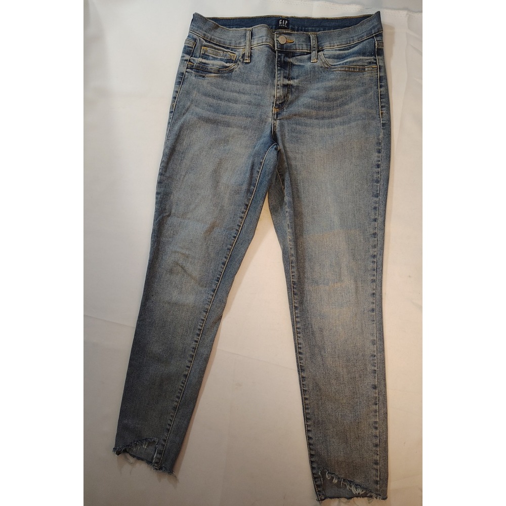 Gap Favorite Jegging Jeans Womens Medium Wash Blue Raw Step Hem Stretch Denim 30